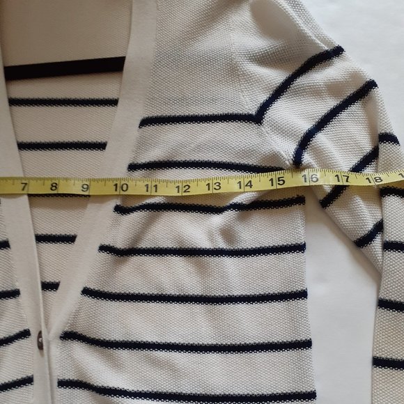 Madewell white w/black stripes cardigan sweater. - Picture 3 of 6